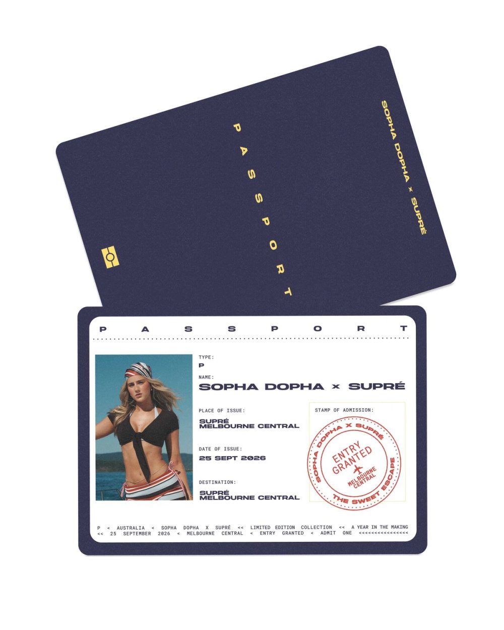 The Sopha Dopha x Supré passport, cover and identity page