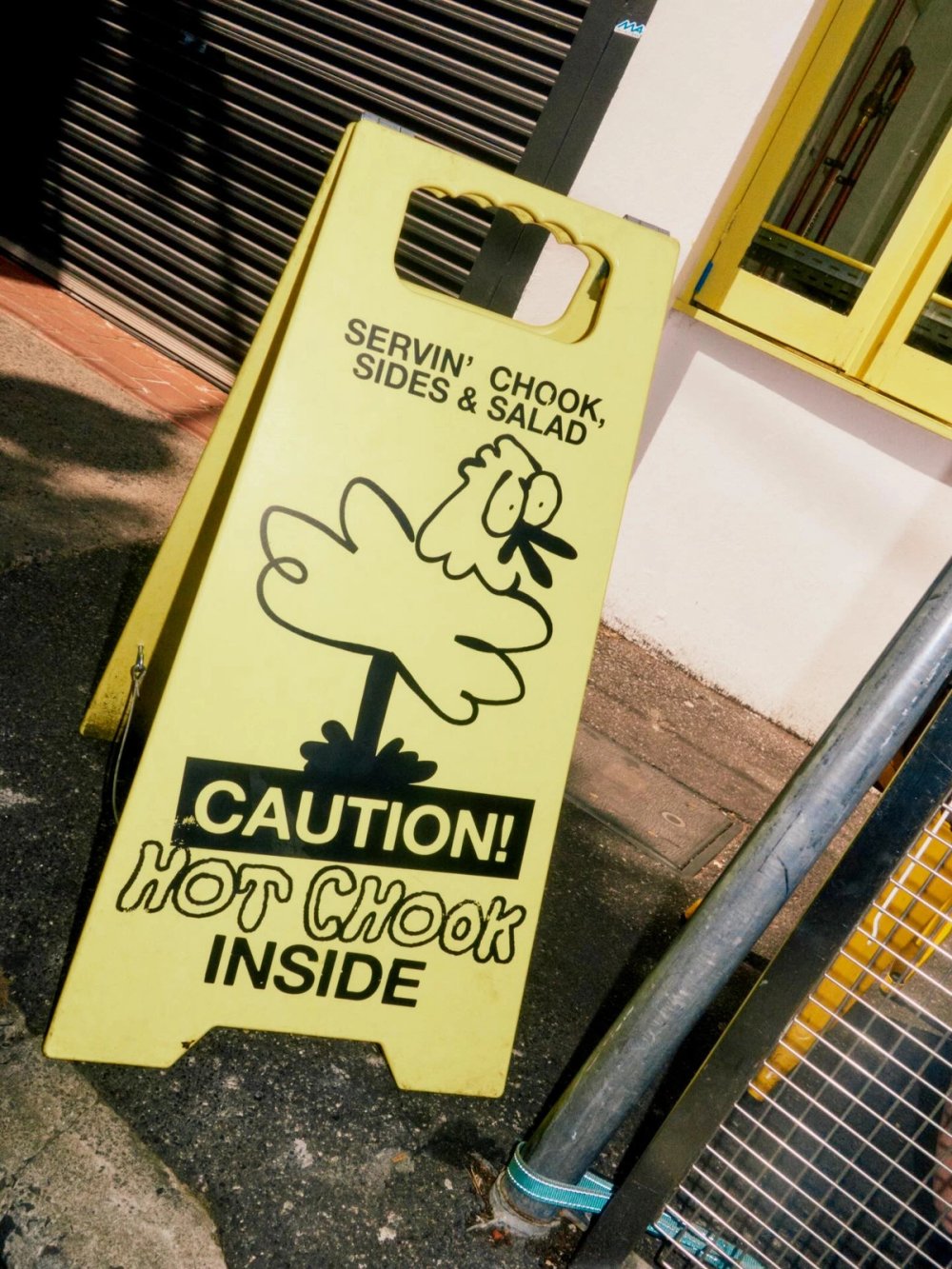 Kokoras "Caution! Hot chook inside" A-frame sign