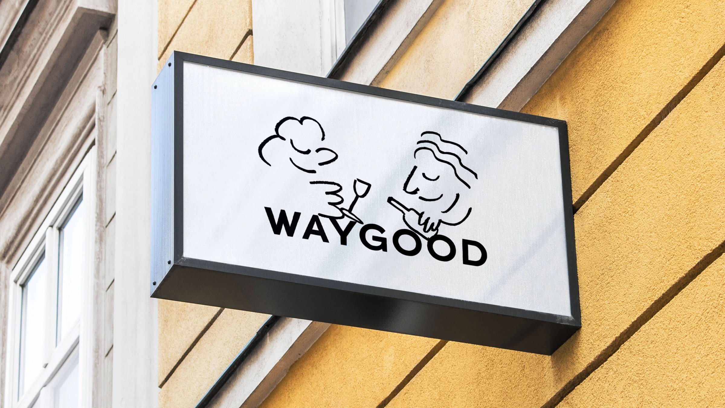 Waygood illustrated sign on a building facade