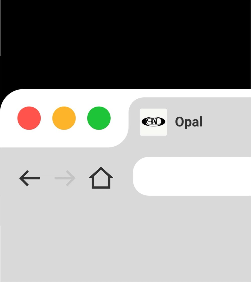 The Opal brandmark as a favicon in a browser tab