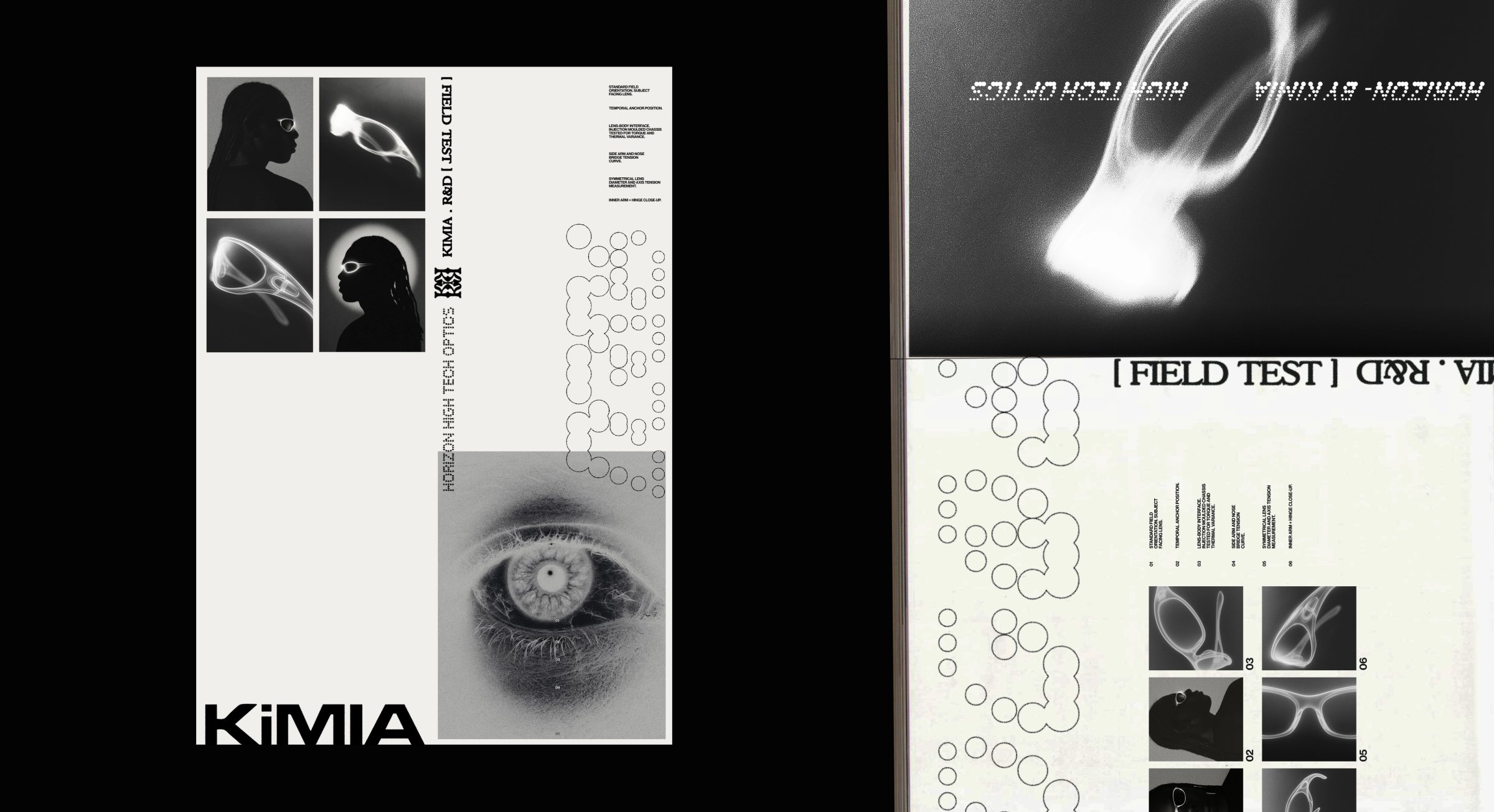 KIMIA HORIZON poster beside an inverted Field Test layout