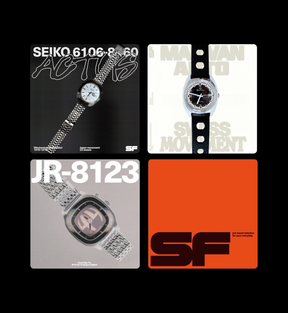 Four social templates featuring vintage watches