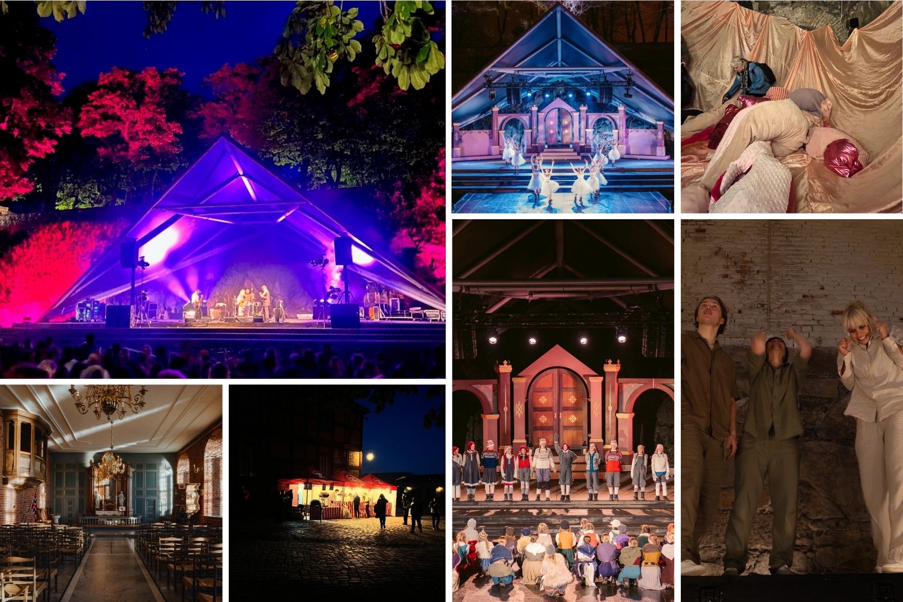 bildecollage fra forestillinger ute