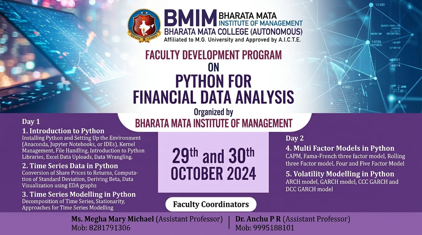 Faculty Development Program on Python for Financial Data Analysis at Bharata Mata Institute of Management