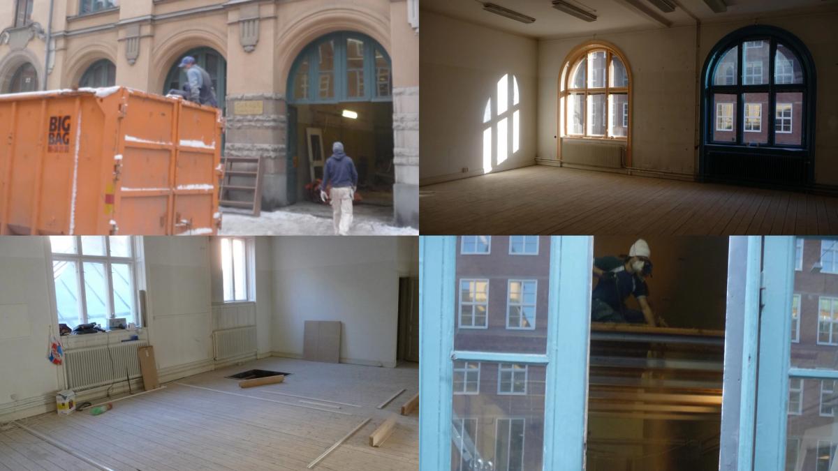 Renovation work in progress at the Krukmakargatan 22 fire station.