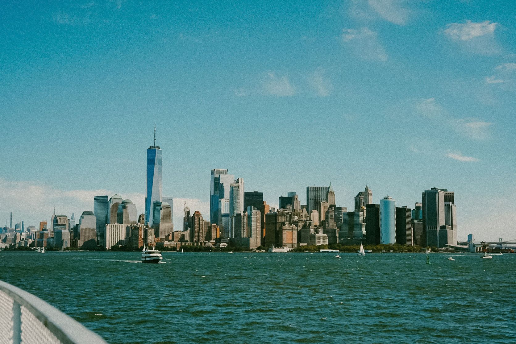 Lower Manhattan skyline seen from the water