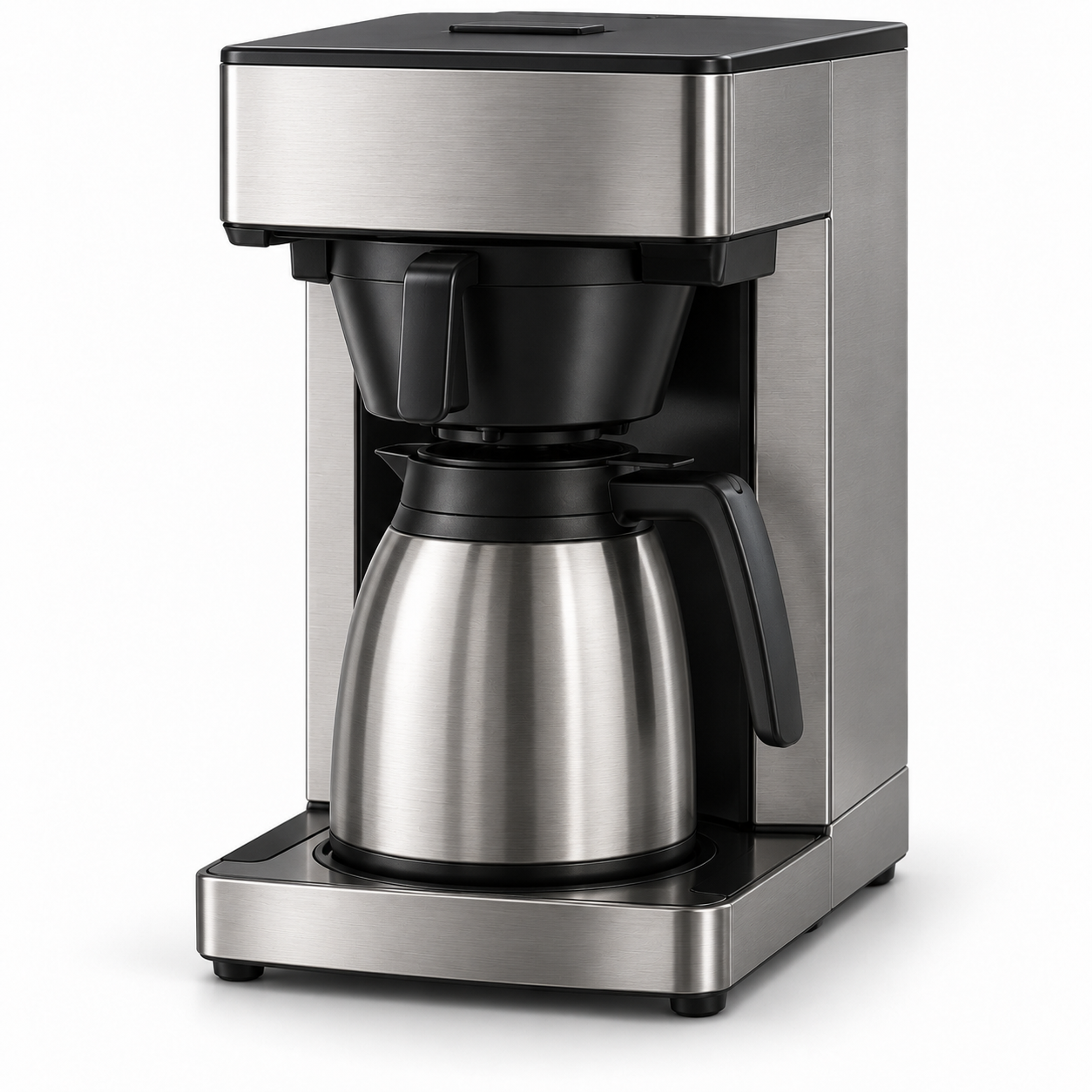Stainless steel coffee brewer with an insulated thermal carafe