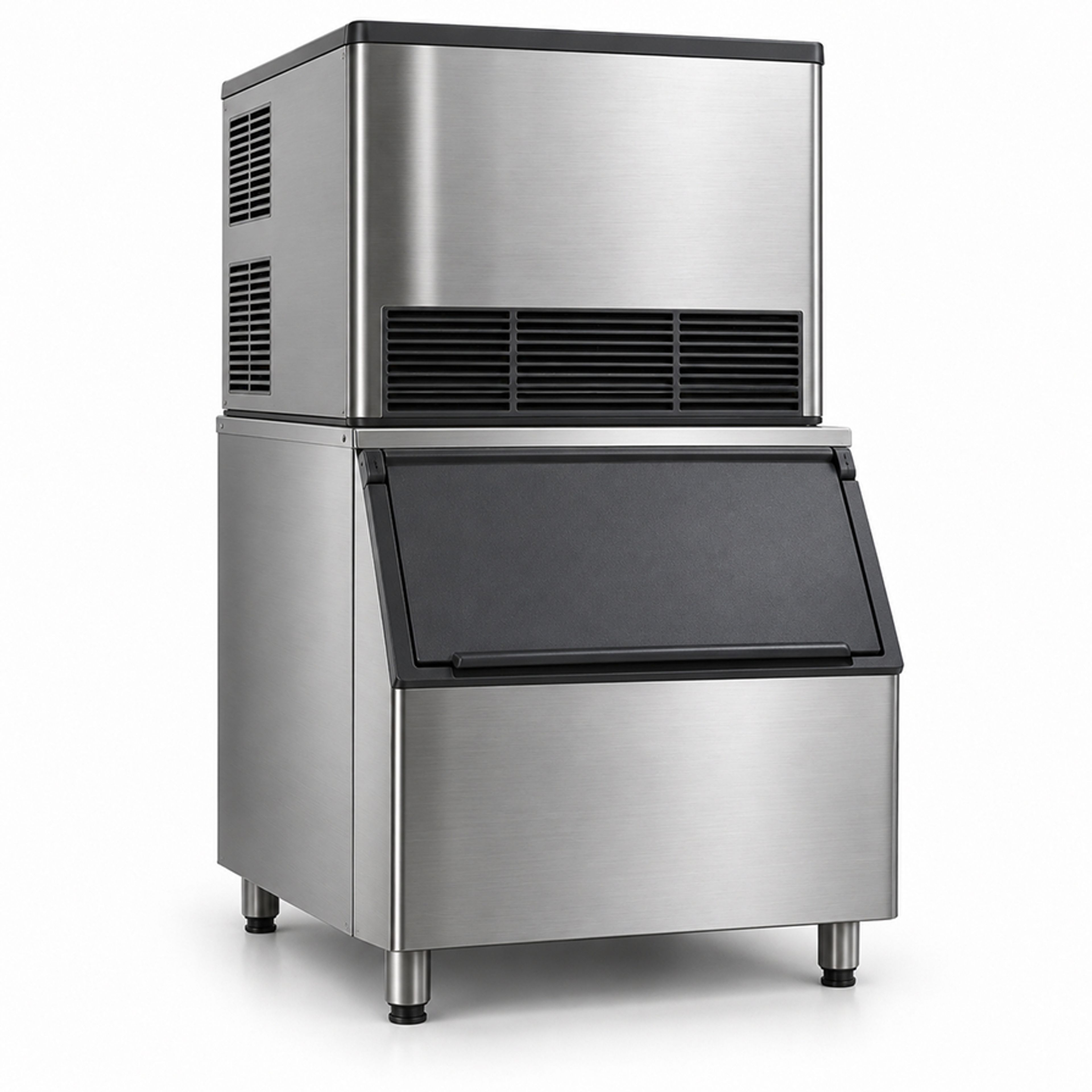 Commercial ice machine with a storage bin