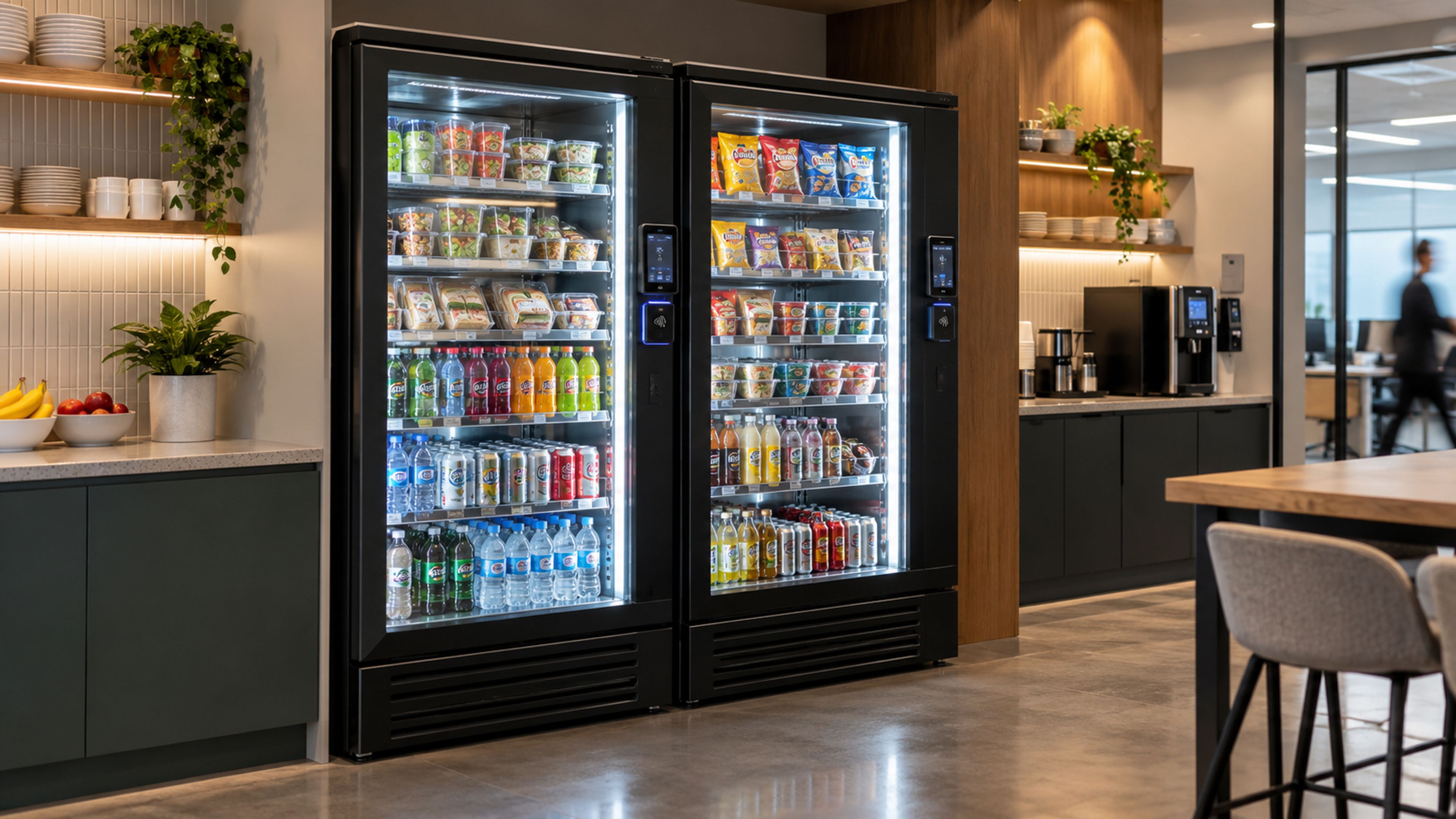 Smart vending machines in an office breakroom