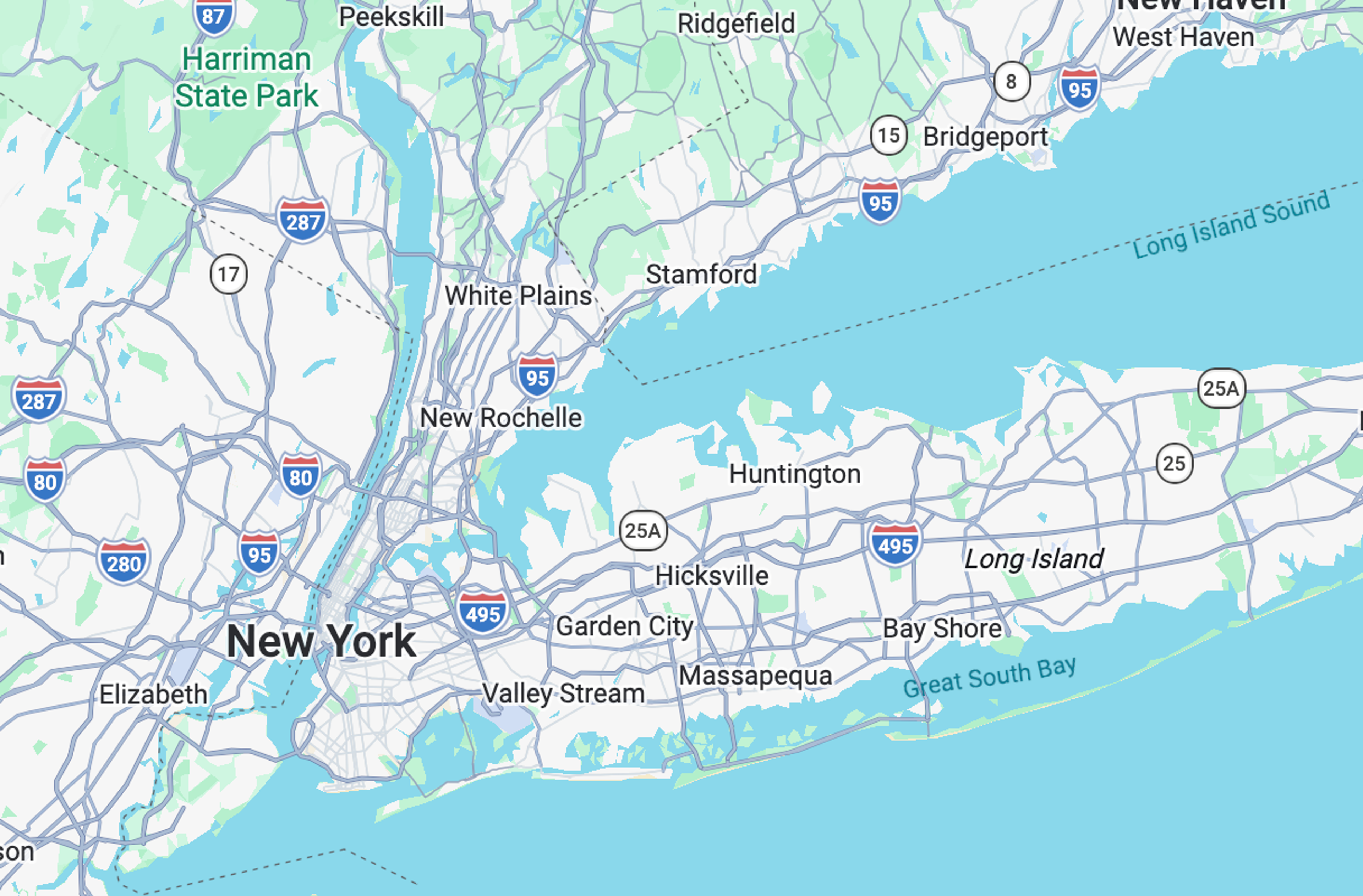 Map of Long Island and the New York City metro area