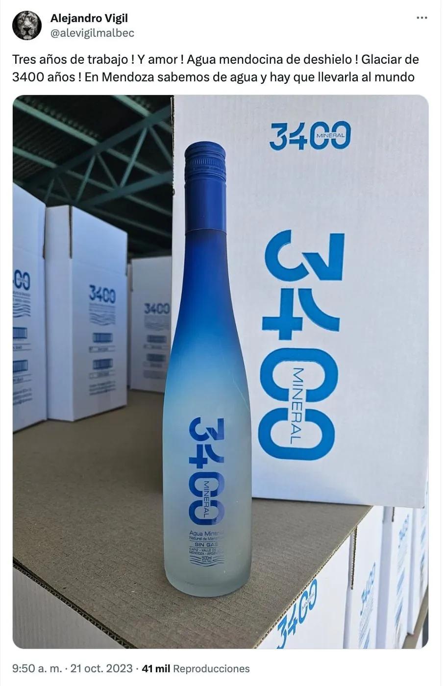 Botella diseñada especialmente para Aguas 3400
