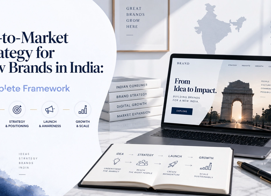 Go-to-market strategy for new brands in India showing market research, positioning, launch channels and growth planning