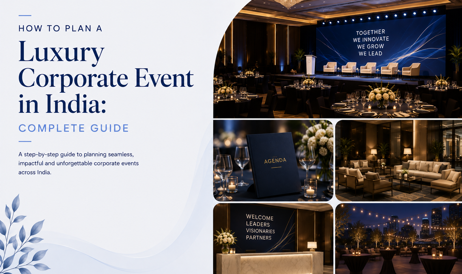 Luxury corporate event in India with premium stage design, lighting, branding and guest experience