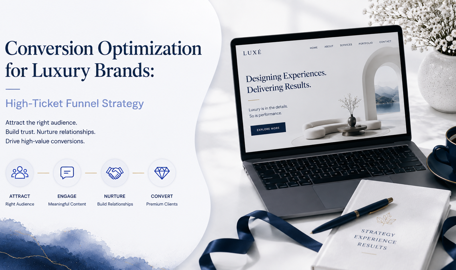 Luxury website UX design featuring minimalism, speed and premium digital brand experience