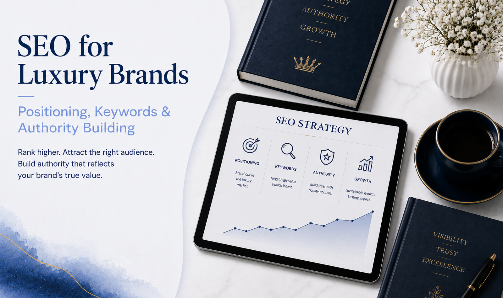 SEO for luxury brands with premium positioning, keyword strategy and authority building