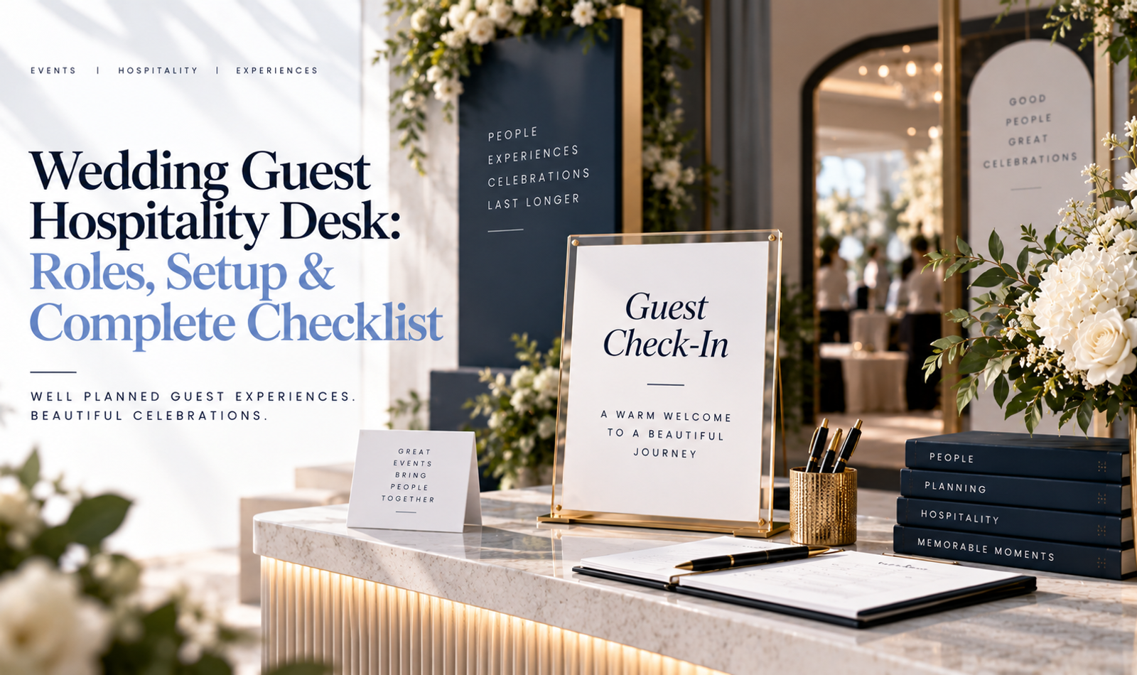 Wedding guest hospitality desk setup for luxury and destination weddings