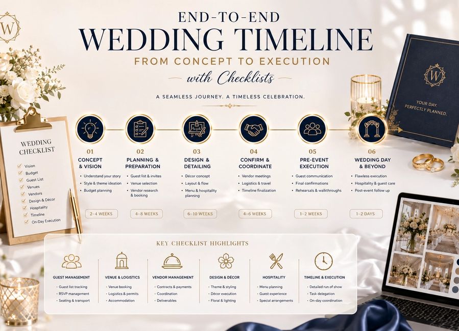 End-to-End Wedding Timeline: From Concept to Execution with Complete Checklists