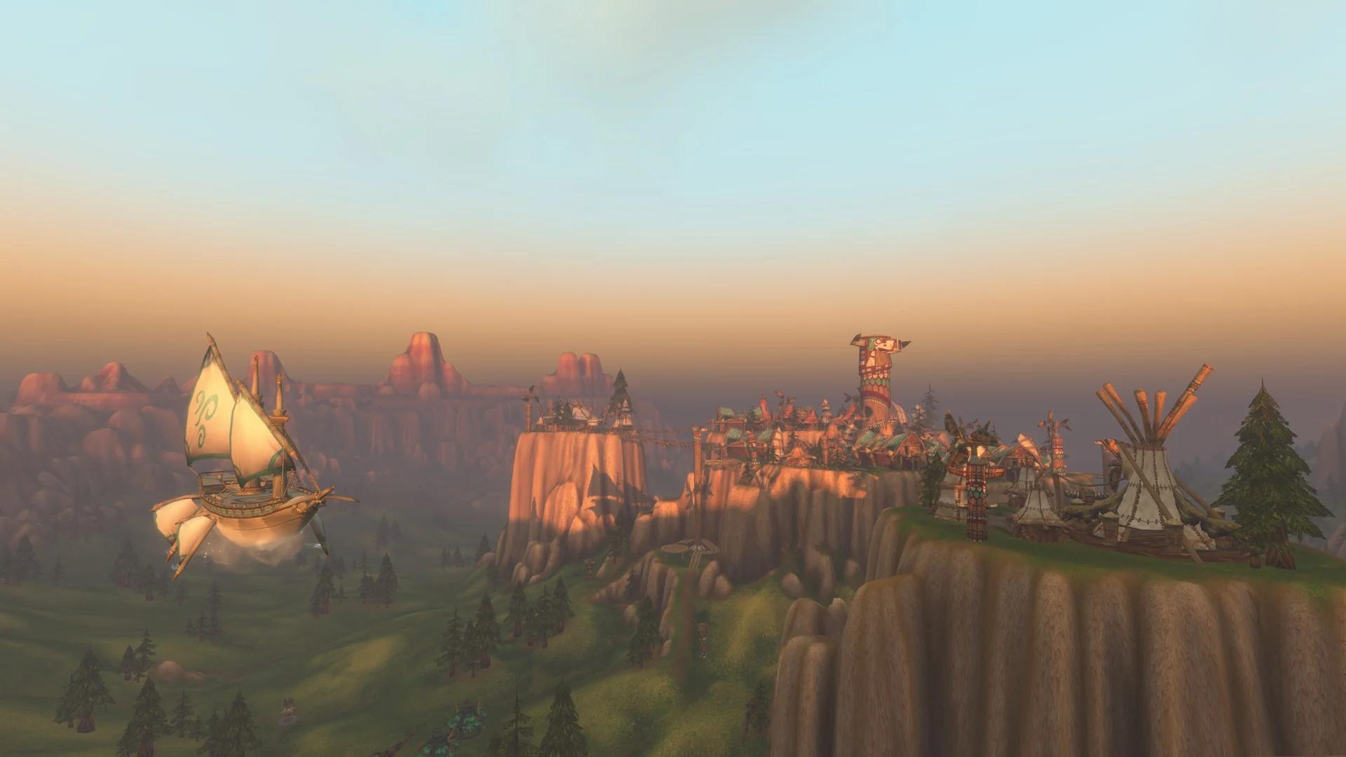 Thunder Bluff above the plains of Mulgore