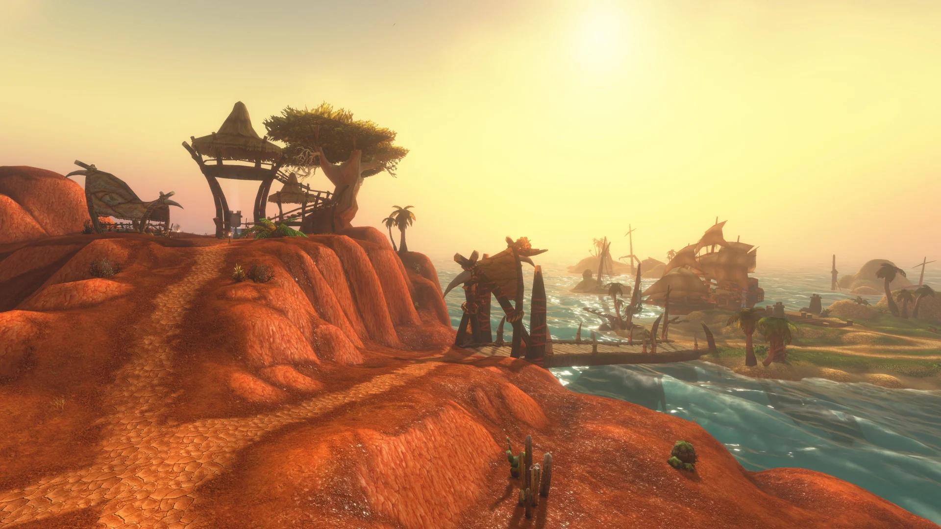 Darkspear Islands coastline and wooden bridges