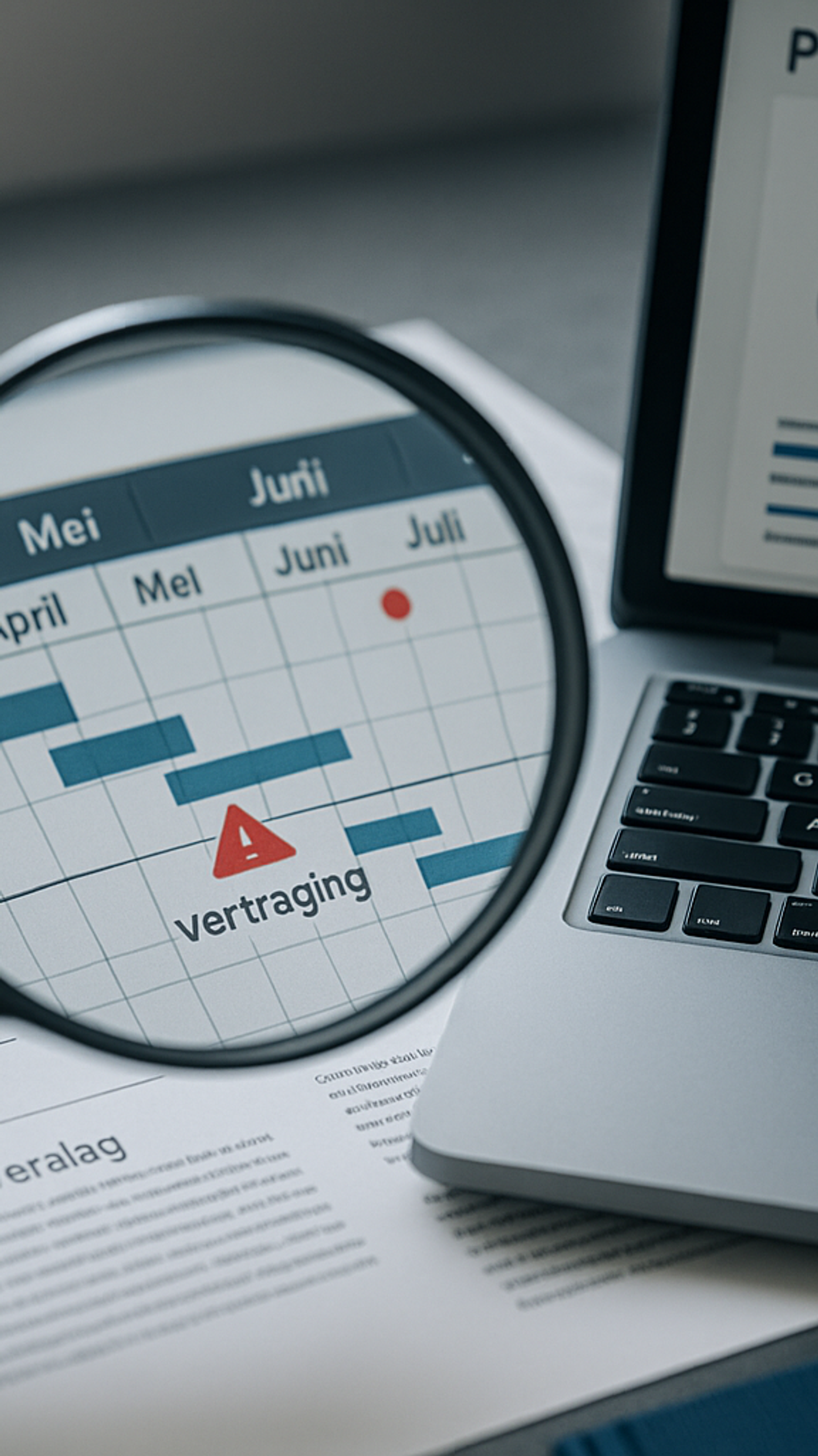 Vergrootglas die inzoomt op een kalender met vertraging