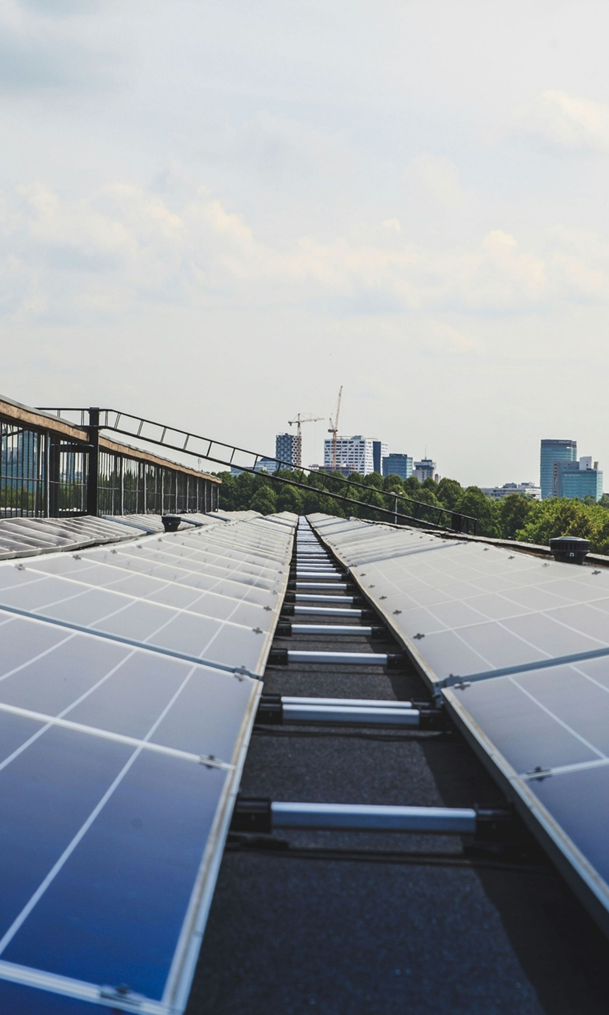 Dak van een bedrijf met zonnepanelen