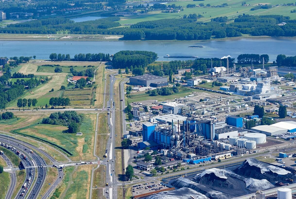 Aerial photo of an industry plant and roads