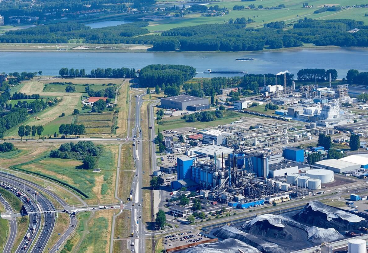 Aerial photo of an industry plant and roads