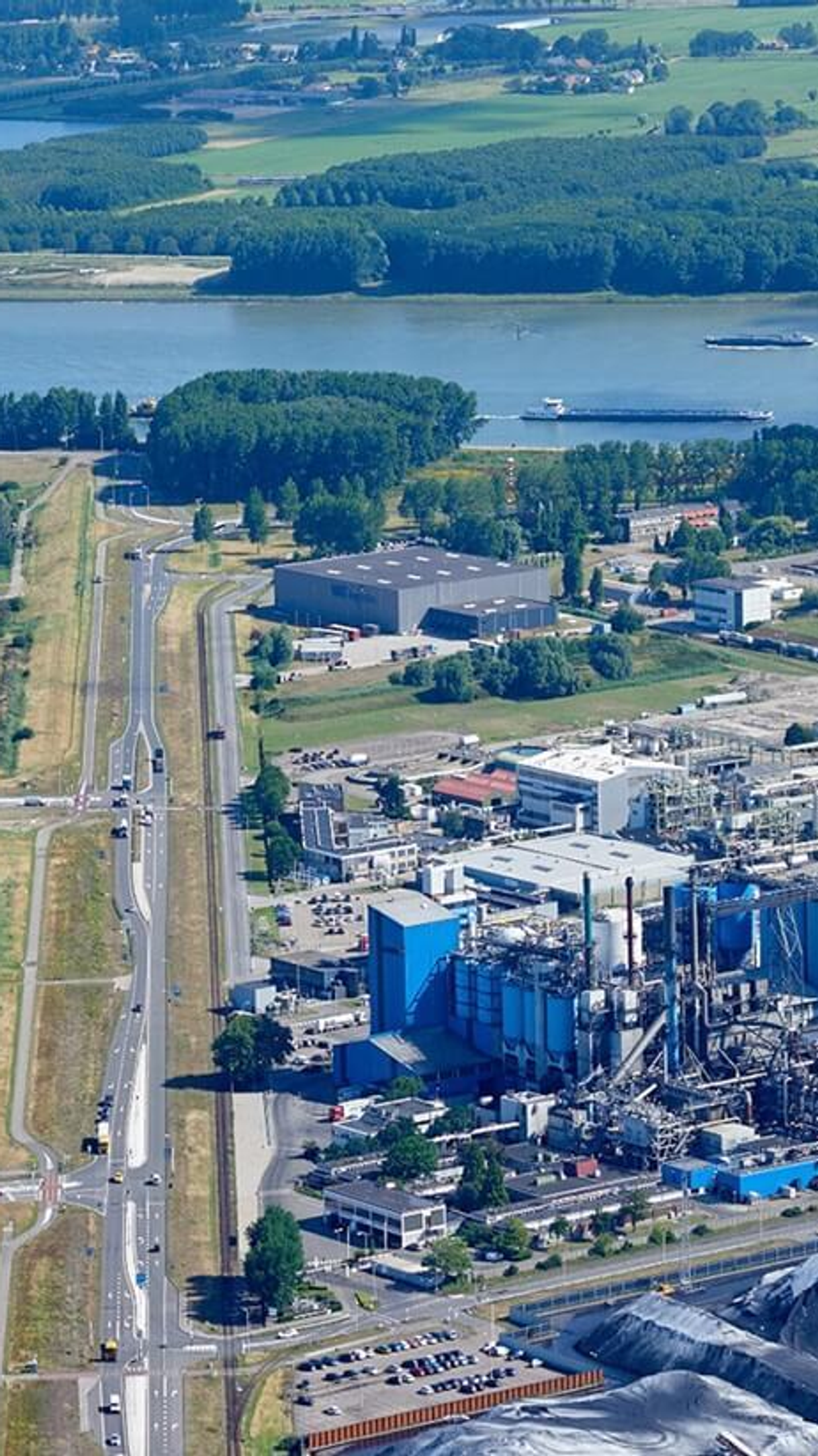 Aerial photo of an industry plant and roads