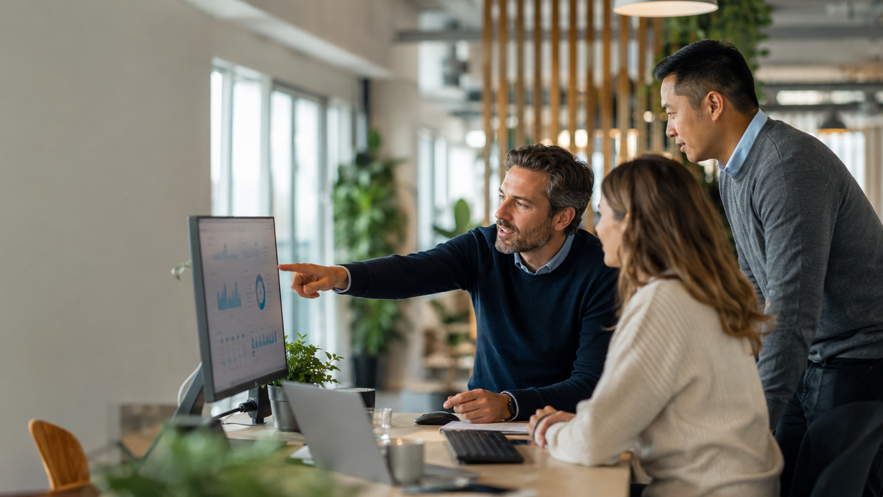 IT professionals werken samen aan een data analyse