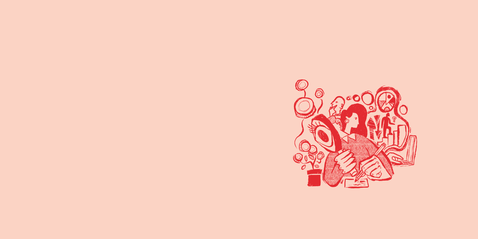 Roze achtergrond met finance illustratie