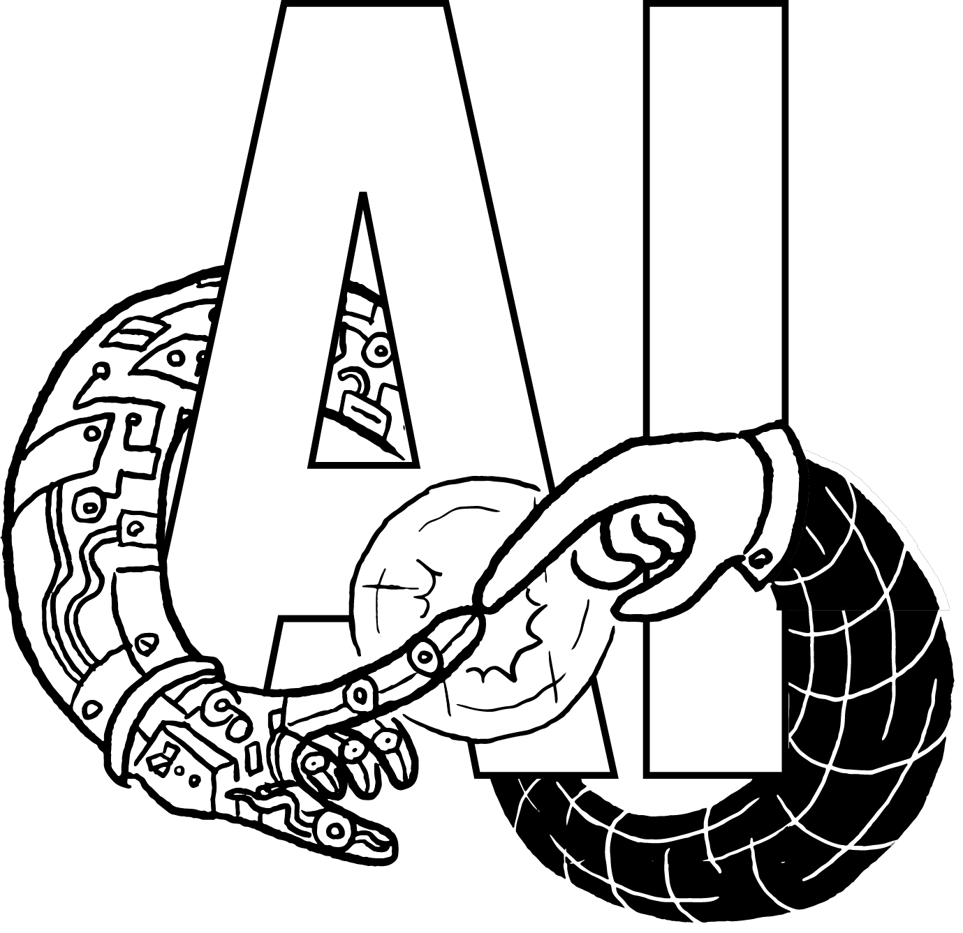 AI letters with an illustration