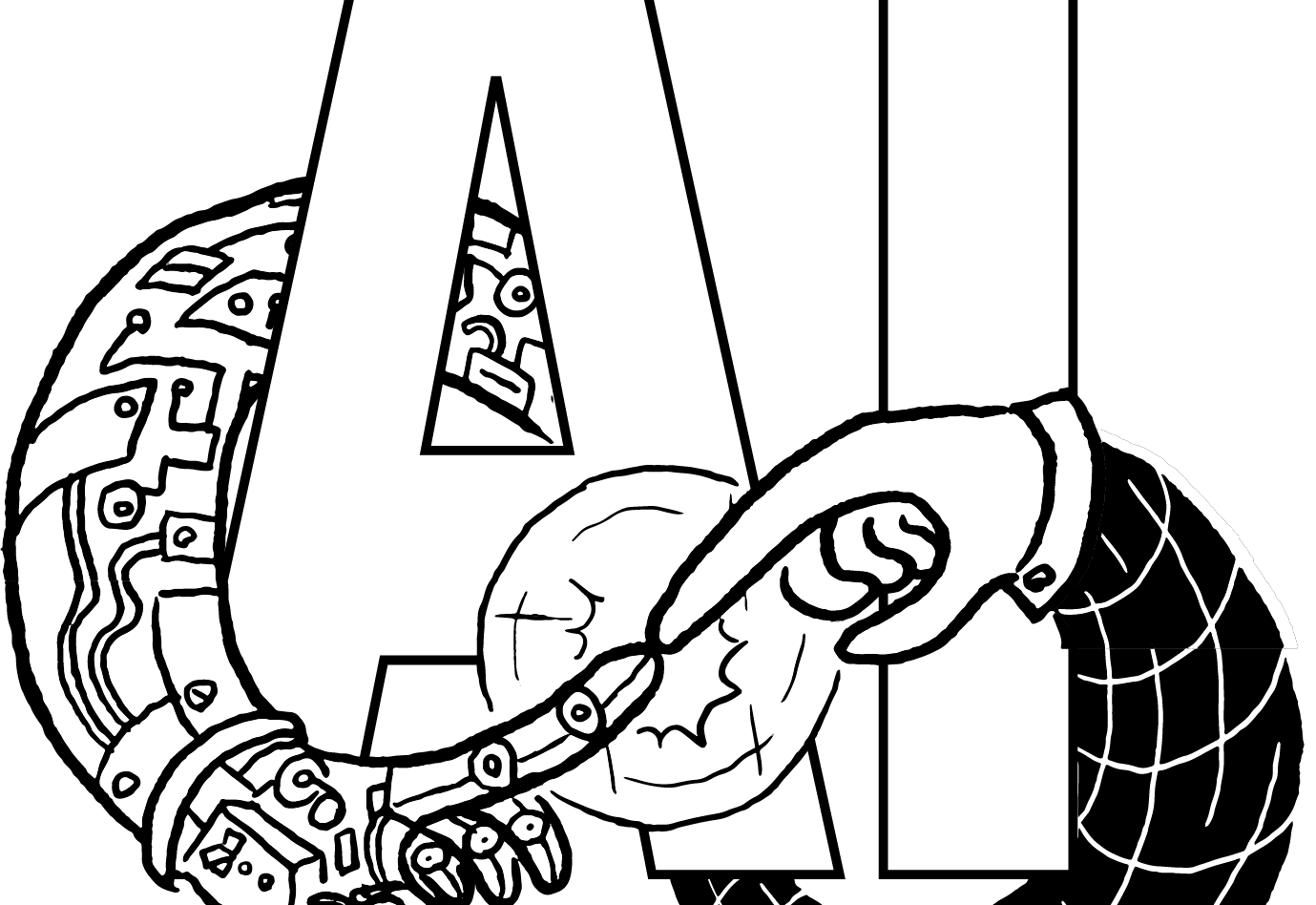 AI letters with an illustration