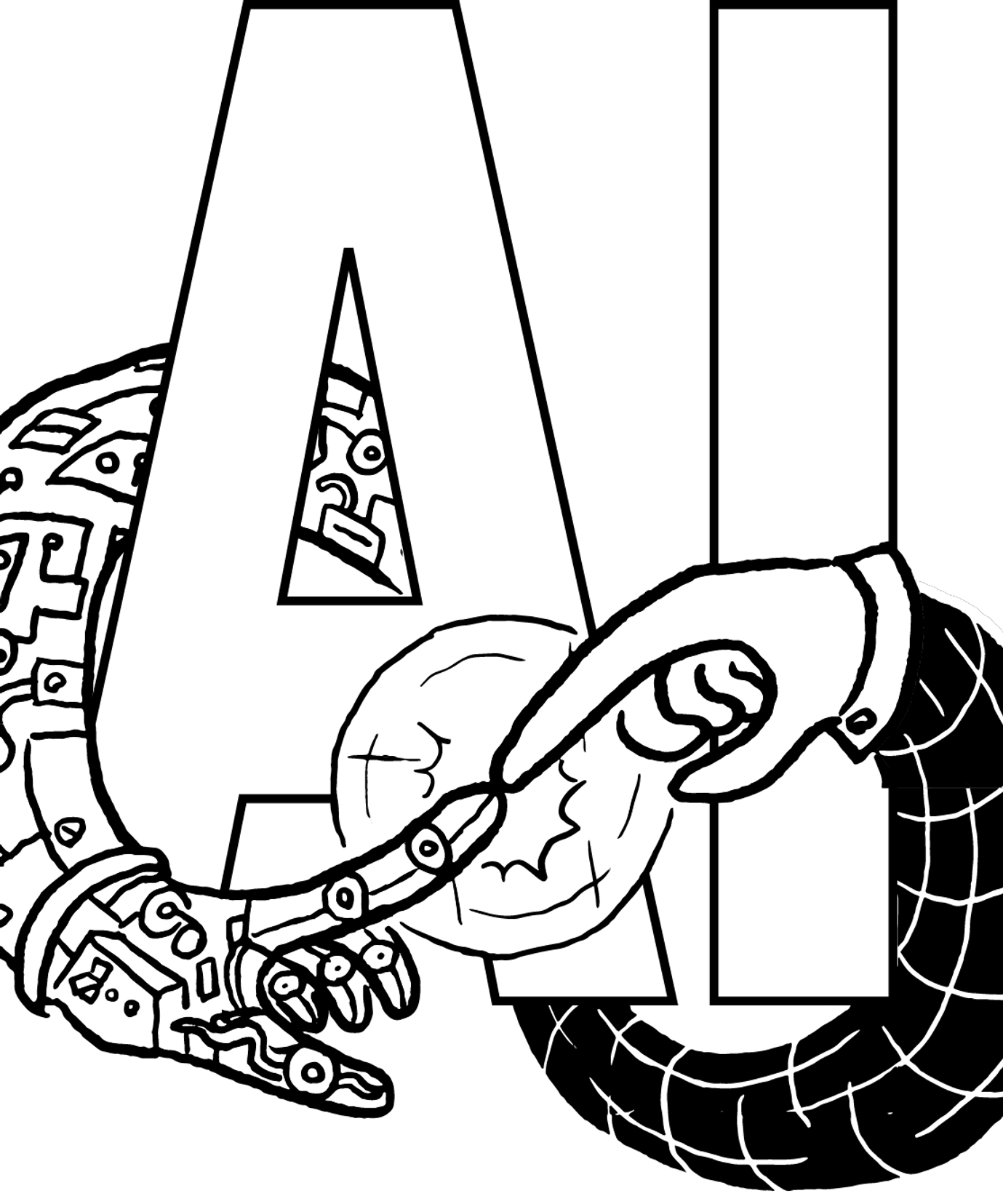 AI letters with an illustration