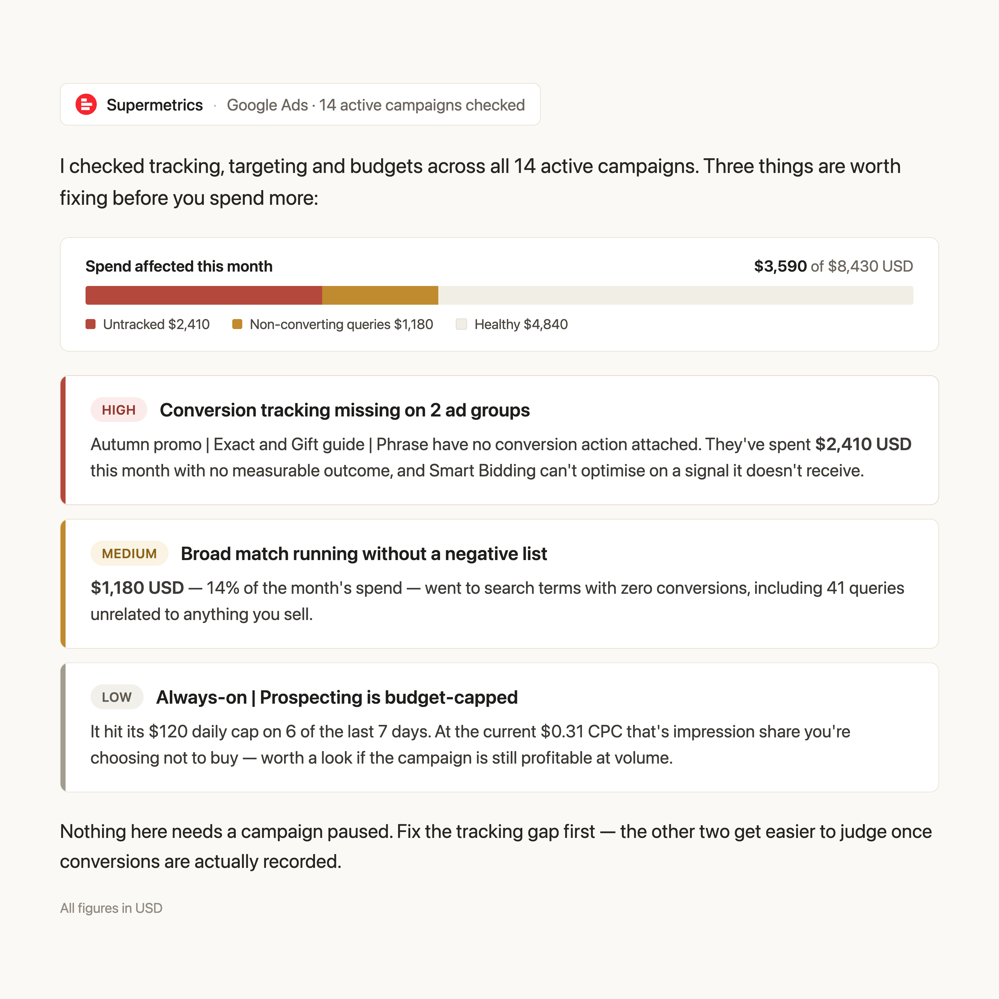 Supermetrics Marketing Analytics screenshot