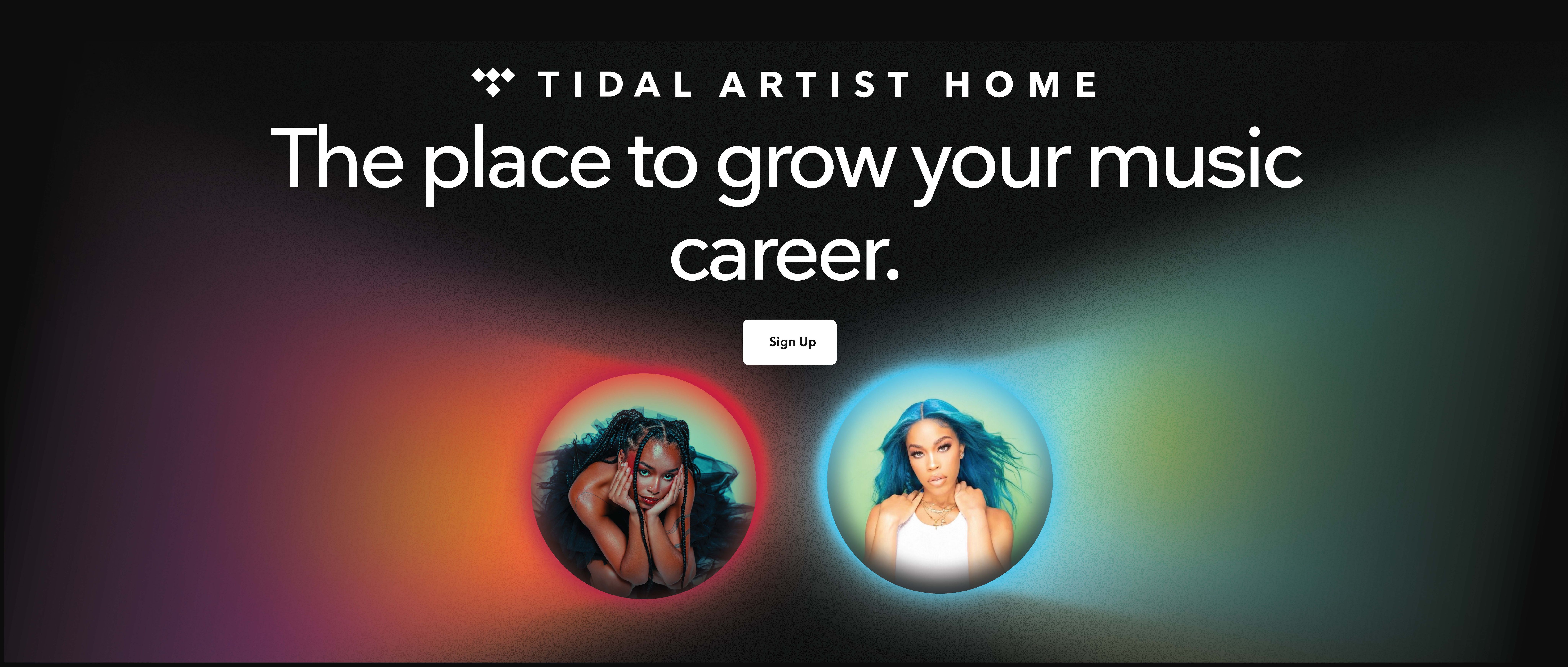 A screenshot of the TIDAL Artist Home web page.