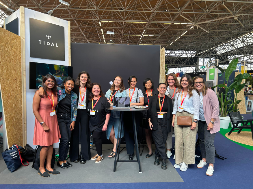A group of people at the European Women in Technology conference in Amsterdam. 