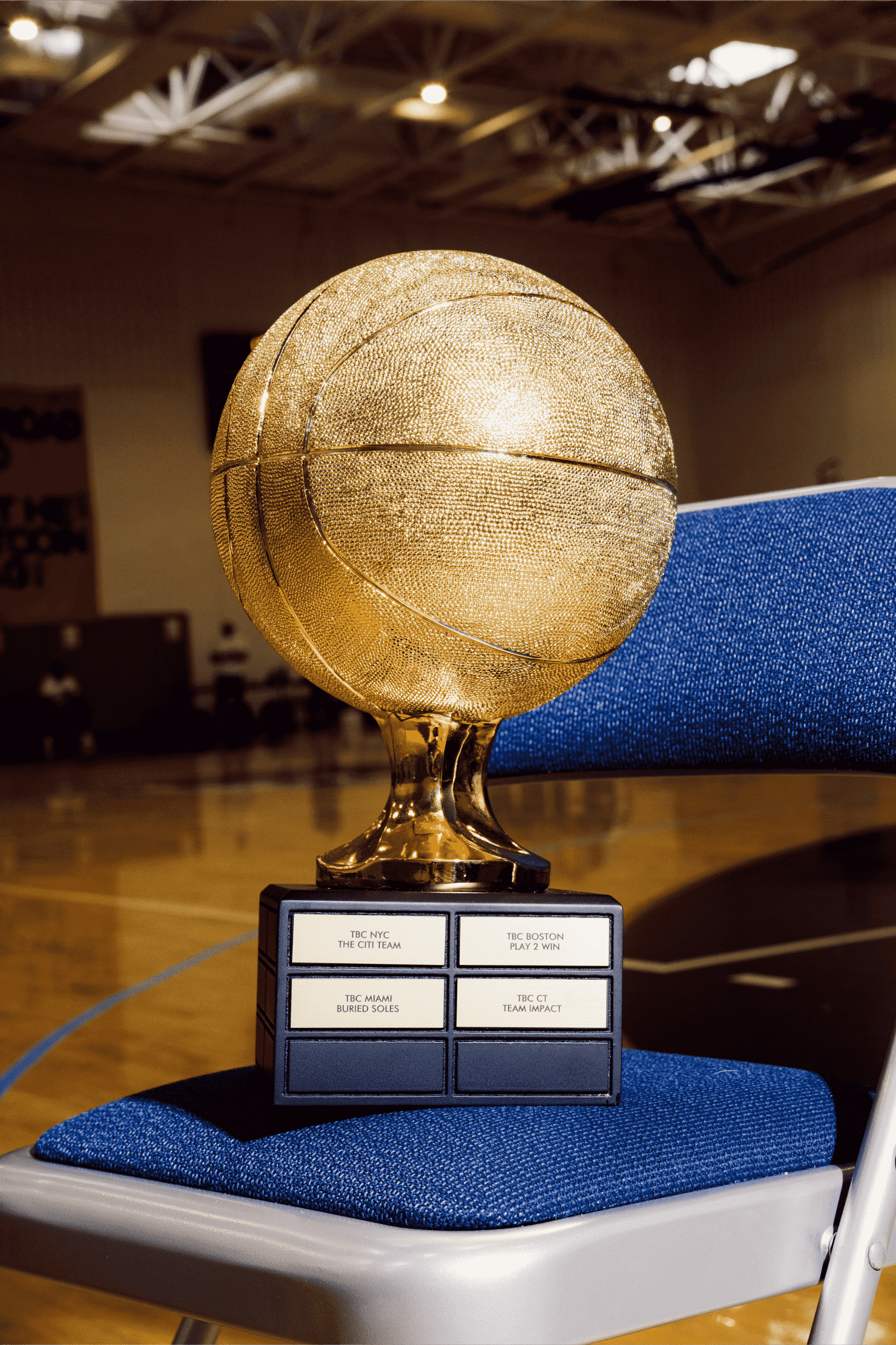Trophy sitting on a chair at the Bitcoin Classic in Atlanta