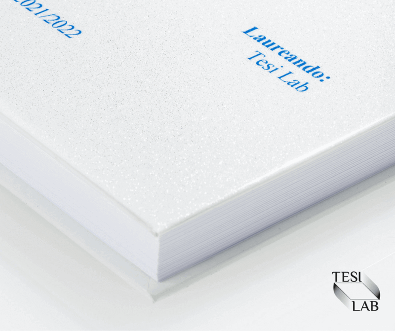 Tesilab - Copertina tesi rigida metallica bianco blu 1