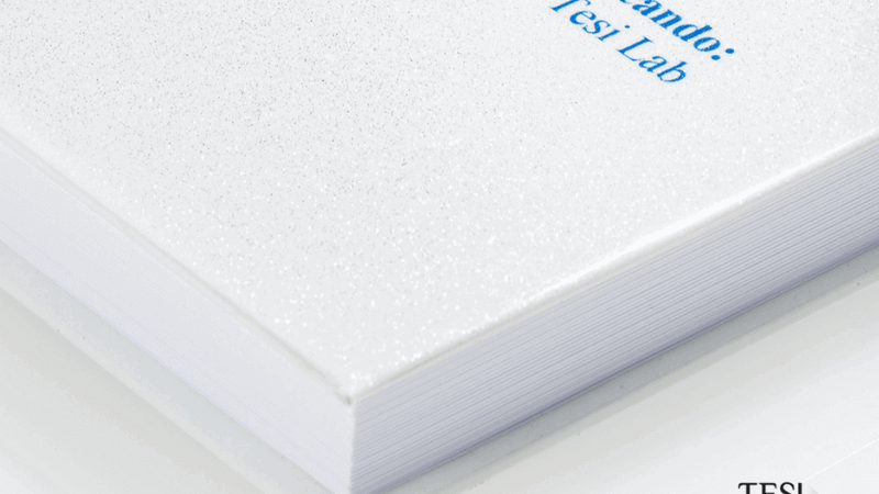 Tesilab - Copertina tesi rigida metallica bianco blu 1