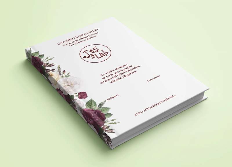 Tesi personalizzata sul dorso della copertina con fiori