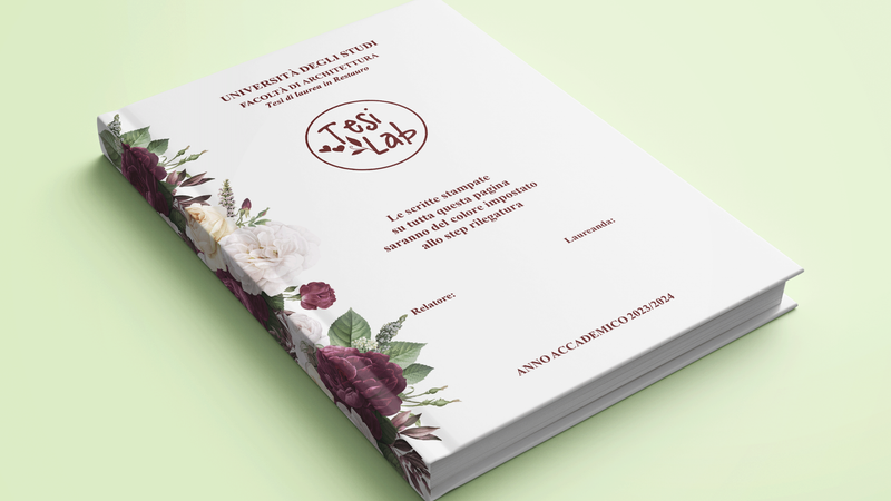 Tesi personalizzata sul dorso della copertina con fiori