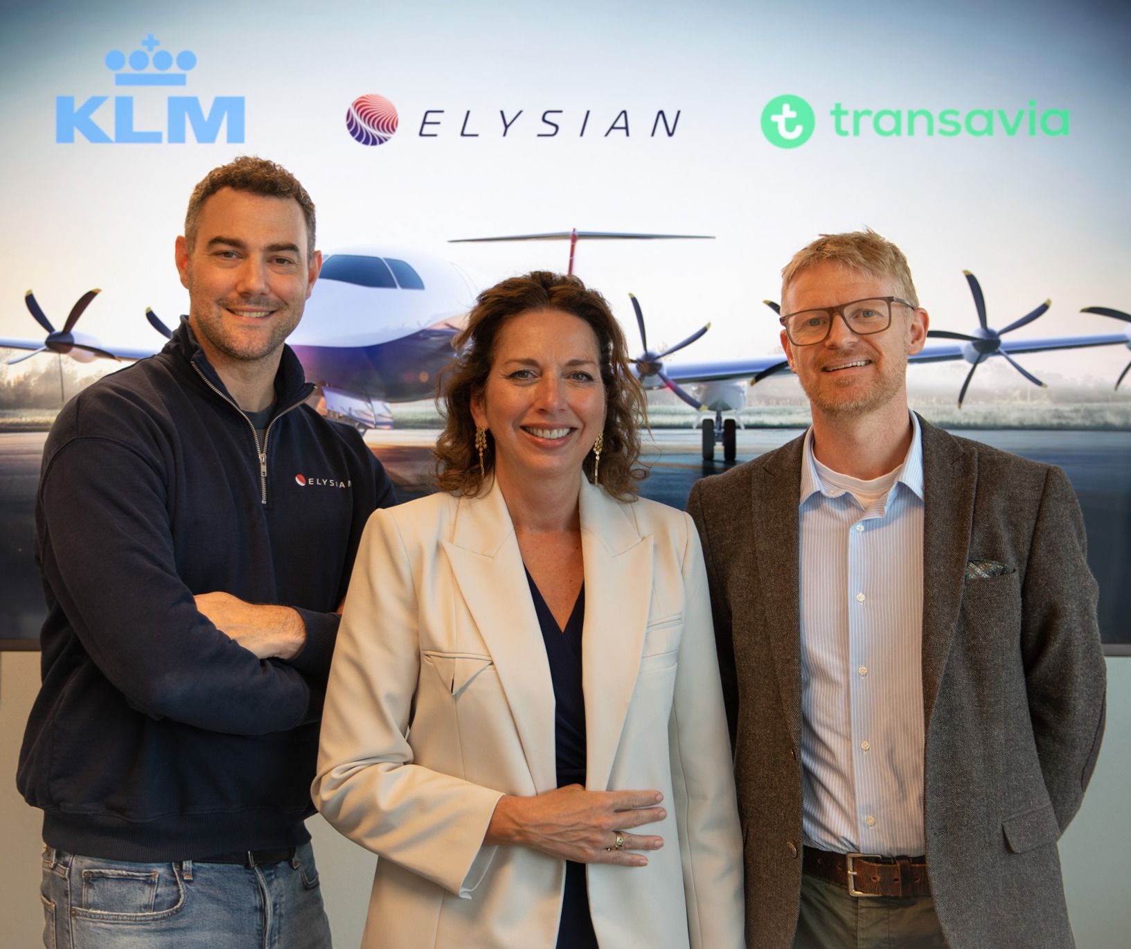 Daniel Rosen Jacobson (Elysian), Jolanda Stevens (KLM) and Oliver Newton (Transavia)
