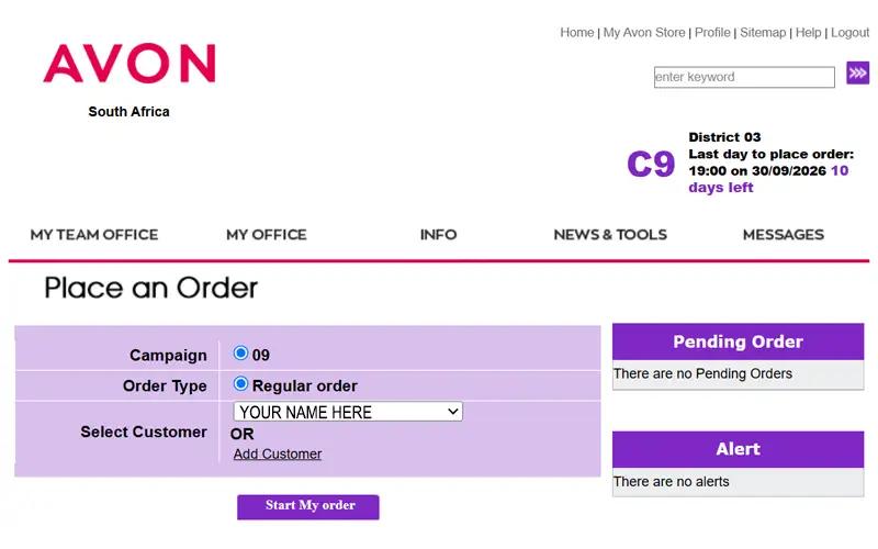 Avon representative website start your order