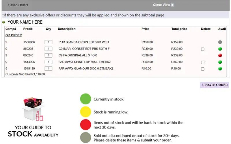 Avon representative website review saved order