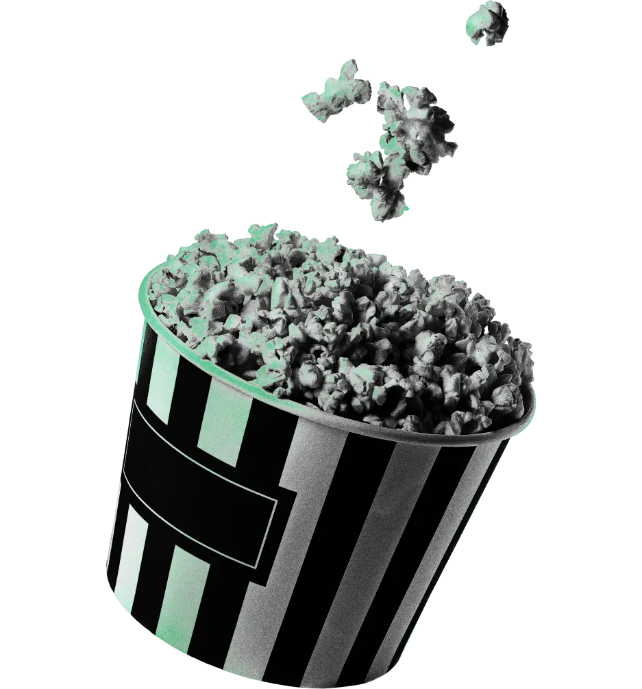 Pełen kubełek popcornu w zielonym stylu Kryptonum