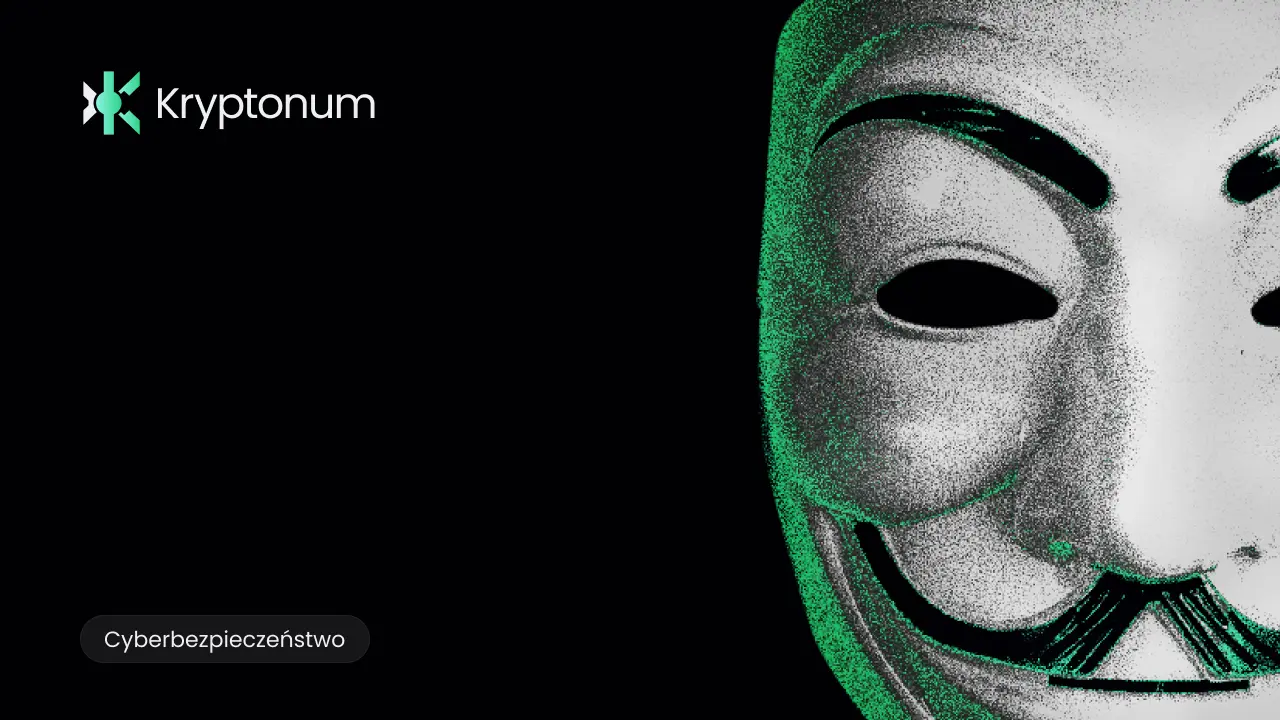 Cyberbezpieczeństwo i maska Anonymous w zielonej kolorystyce