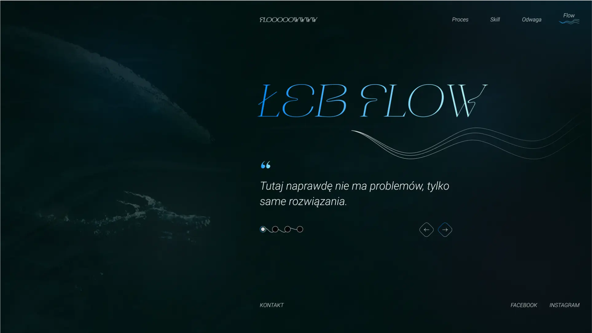 Projekt graficzny strony internetowej w ciemnych barwach, kojarzący się z głębią oceanu w stylu Kryptonum