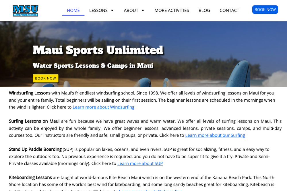 Screenshot of Maui Sports Unlimited