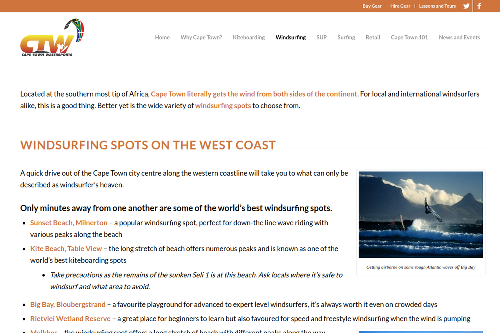 Screenshot of Windsurfing Hot Spots - Cape Town