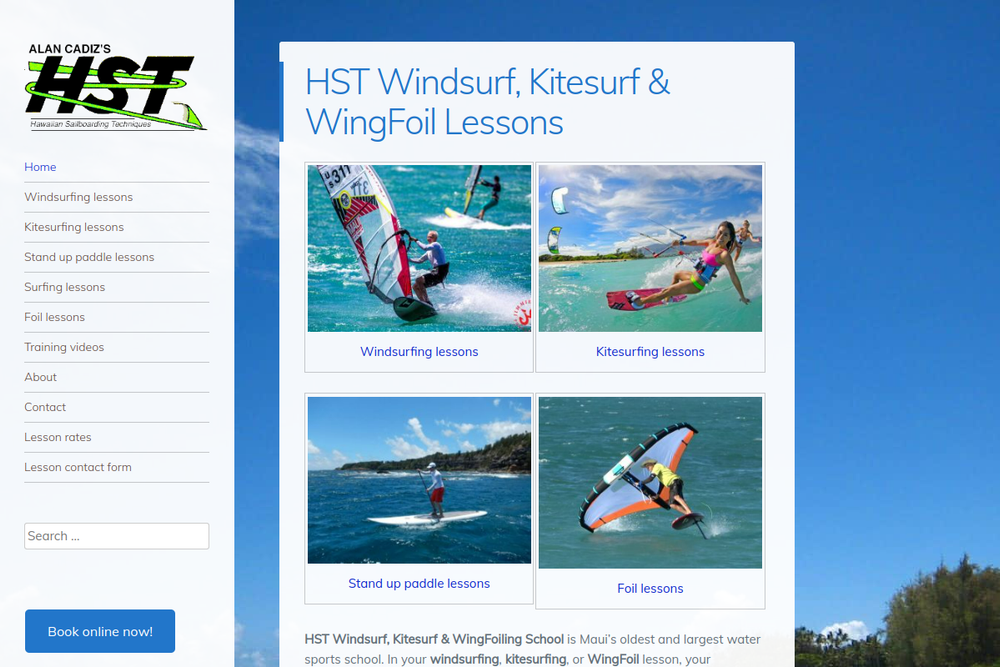 Screenshot of HST Windsurf School